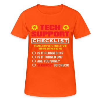 Liste de contrôle du support technique Plugin Admin IT - T-shirt respirant Femme - orange néon - Devant - AI Model Female 172 dark (172cm)