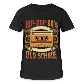 Hip Hop 90s Old School Kassette Retro - Frauen T-Shirt atmungsaktiv - Schwarz - Vorne - AI Model Female 172 light (172cm)