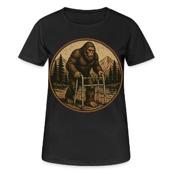 Bigfoot Old Walker Retro Humor - Women's Breathable T-Shirt - black - Front - AI Model Female 172 light (172cm)