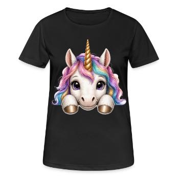 Unicorn with rainbow mane - Women's Breathable T-Shirt - black - Front - AI Model Female 172 light (172cm)