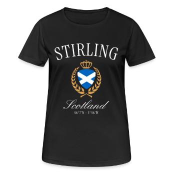 Stirling Schottland Wappen Krone – Reise Souvenir - Frauen T-Shirt atmungsaktiv - Schwarz - Vorne - AI Model Female 172 light (172cm)