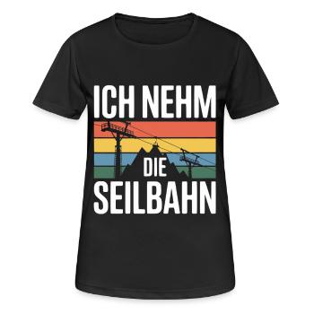 Ich nehm die Seilbahn Skilift Retro Berge - Frauen T-Shirt atmungsaktiv - Schwarz - Vorne - AI Model Female 172 light (172cm)