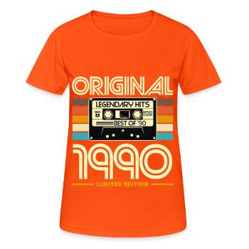 Original 1990 Cassette Rétro Hits - T-shirt respirant Femme - orange néon - Devant - AI Model Female 172 dark (172cm)