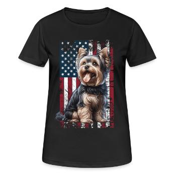 Yorkshire Terrier Terrier américain Yorkshire Terrier - T-shirt respirant Femme - noir - Devant - AI Model Female 172 light (172cm)