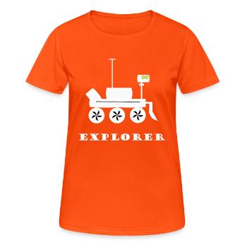 Expeditionrover Illustration Mars - Frauen T-Shirt atmungsaktiv - Neonorange - Vorne - AI Model Female 172 dark (172cm)