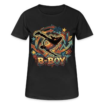Breakdance B-Boy Streetstyle Graffiti - Frauen T-Shirt atmungsaktiv - Schwarz - Vorne - AI Model Female 172 light (172cm)
