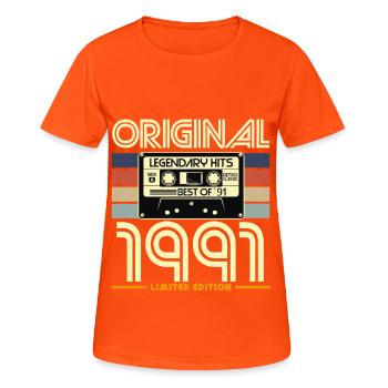 Original 1991 Retro Hits - T-shirt respirant Femme - orange néon - Devant - AI Model Female 172 dark (172cm)