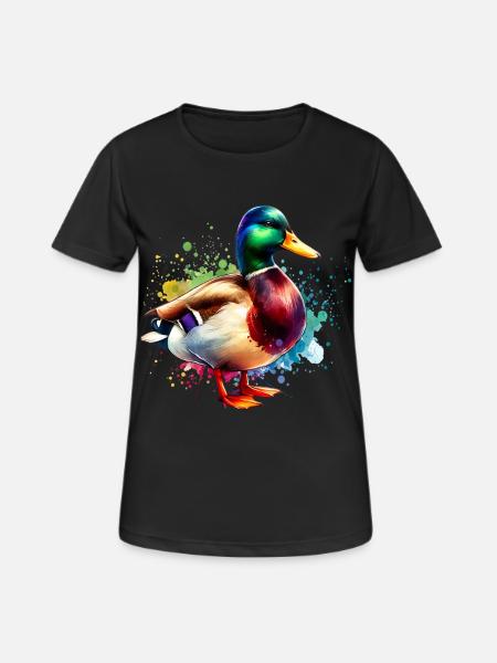Stockente Motiv - Frauen T-Shirt atmungsaktiv - Schwarz