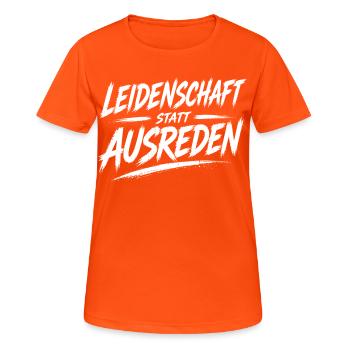 Passion au lieu d’excuses - T-shirt respirant Femme - orange néon - Devant - AI Model Female 172 dark (172cm)