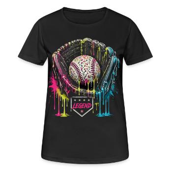 Baseball Glove Legend Colorful Graphic - Women's Breathable T-Shirt - black - Front - AI Model Female 172 light (172cm)