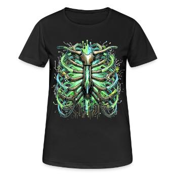 Illustration de science-fiction de squelette de squelette de la cage thoracique cybernétique - T-shirt respirant Femme - noir - Devant - AI Model Female 172 light (172cm)