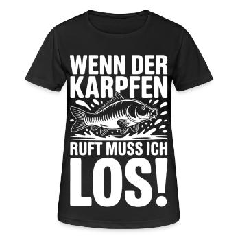 Wenn der Karpfen ruft - Frauen T-Shirt atmungsaktiv - Schwarz - Vorne - AI Model Female 172 light (172cm)
