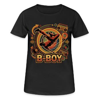 Breakdance B-Boy Hip Hop Rétro Streetstyle - T-shirt respirant Femme - noir - Devant - AI Model Female 172 light (172cm)