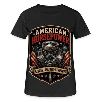 V8 Motor US-Car Horsepower Amerika Oldtimer - Frauen T-Shirt atmungsaktiv - Schwarz - Vorne - AI Model Female 172 light (172cm)