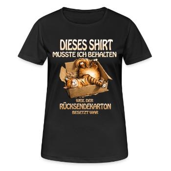 Katzen im Karton Humorshirt - Frauen T-Shirt atmungsaktiv - Schwarz - Vorne - AI Model Female 172 light (172cm)