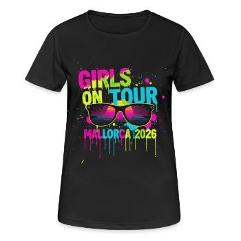 Girls on Tour Mallorca 2026 - Frauen T-Shirt atmungsaktiv - Schwarz - Vorne - AI Model Female 172 light (172cm)