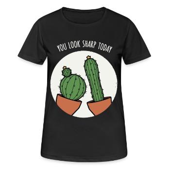 Kaktus Wortwitz - Frauen T-Shirt atmungsaktiv - Schwarz - Vorne - AI Model Female 172 light (172cm)