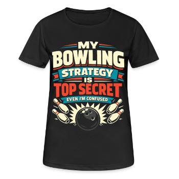 Bowling Strategie - Frauen T-Shirt atmungsaktiv - Schwarz - Vorne - AI Model Female 172 light (172cm)