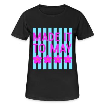 Atteignant May Floral Stripe - T-shirt respirant Femme - noir - Devant - AI Model Female 172 light (172cm)