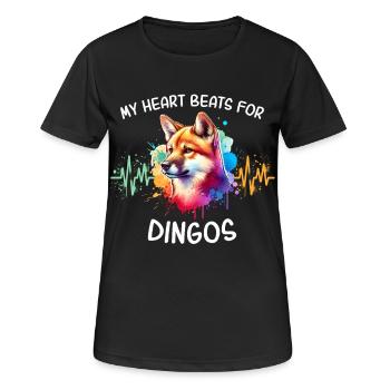 Australian Wild Dog Heartline - Women's Breathable T-Shirt - black - Front - AI Model Female 172 light (172cm)