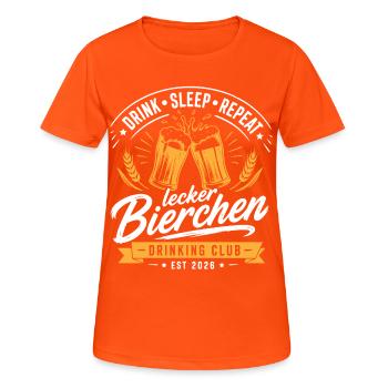 Lecker Bierchen Drinking Club Vatertag Bier Liebe - Frauen T-Shirt atmungsaktiv - Neonorange - Vorne - AI Model Female 172 dark (172cm)