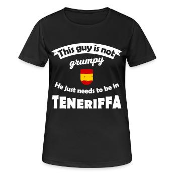 Nicht grummelig in Teneriffa - Frauen T-Shirt atmungsaktiv - Schwarz - Vorne - AI Model Female 172 light (172cm)