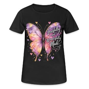 Papillon chrétien merveilleusement conçu - T-shirt respirant Femme - noir - Devant - AI Model Female 172 light (172cm)