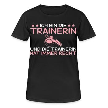 Ich bin die Trainerin - Ich habe immer Recht - Frauen T-Shirt atmungsaktiv - Schwarz - Vorne - AI Model Female 172 light (172cm)