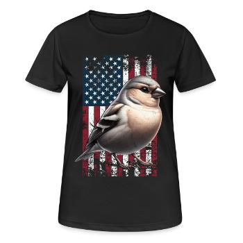 Society Finch US Japanisches Mövchen - Frauen T-Shirt atmungsaktiv - Schwarz - Vorne - AI Model Female 172 light (172cm)