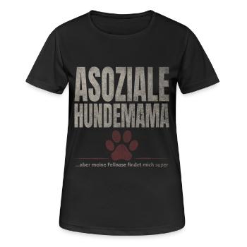Asoziale Hundemama Fellnase - Frauen T-Shirt atmungsaktiv - Schwarz - Vorne - AI Model Female 172 light (172cm)