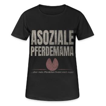 Asoziale Pferdemama Pferdchen - Frauen T-Shirt atmungsaktiv - Schwarz - Vorne - AI Model Female 172 light (172cm)