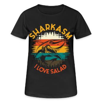 Sharkasm I Love Salad Retro Hai Humor - Frauen T-Shirt atmungsaktiv - Schwarz - Vorne - AI Model Female 172 light (172cm)