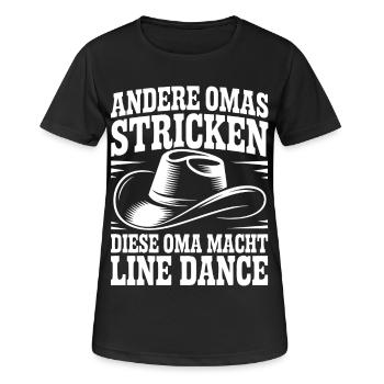 Line Dance Oma mit Cowboyhut - Frauen T-Shirt atmungsaktiv - Schwarz - Vorne - AI Model Female 172 light (172cm)