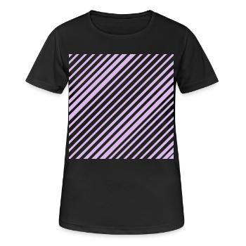 Grafische Linien mit diagonalen Streifen L-lila - Frauen T-Shirt atmungsaktiv - Schwarz - Vorne - AI Model Female 172 light (172cm)