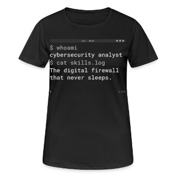 Terminal d’analyste en cybersécurité - Don informatique - T-shirt respirant Femme - noir - Devant - AI Model Female 172 light (172cm)