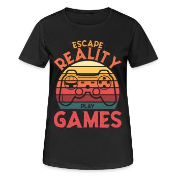 Escape Reality – Manette rétro Games & Play - T-shirt respirant Femme - noir - Devant - AI Model Female 172 light (172cm)