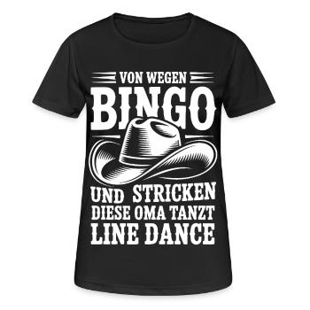 Oma tanzt Line Dance Bingo Humor - Frauen T-Shirt atmungsaktiv - Schwarz - Vorne - AI Model Female 172 light (172cm)