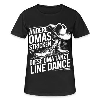 Oma tanzt Line Dance Spruch - Frauen T-Shirt atmungsaktiv - Schwarz - Vorne - AI Model Female 172 light (172cm)