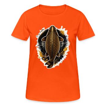 Golden Carp Top View Premium-Angeldesign - Frauen T-Shirt atmungsaktiv - Neonorange - Vorne - AI Model Female 172 dark (172cm)