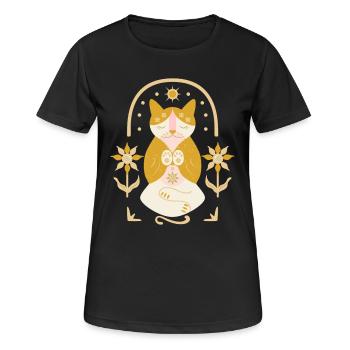 Chat zen dans le jardin de tournesols - T-shirt respirant Femme - noir - Devant - AI Model Female 172 light (172cm)