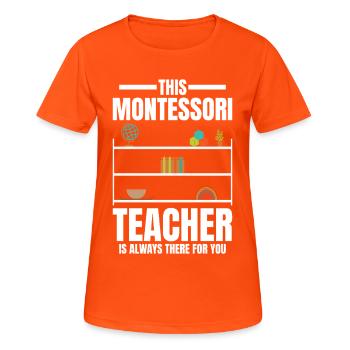 Montessori-Methode der Wertschätzungswoche der Schularbeiter - Frauen T-Shirt atmungsaktiv - Neonorange - Vorne - AI Model Female 172 dark (172cm)