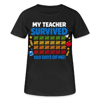 J'ai survécu à 100 jours d'école Rigolo - T-shirt respirant Femme - noir - Devant - AI Model Female 172 light (172cm)