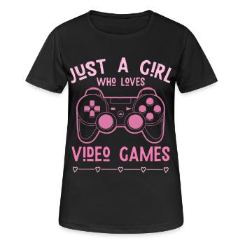 Just a Girl Loves Video Games – Gamerin - Women's Breathable T-Shirt - black - Front - AI Model Female 172 light (172cm)