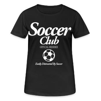 Soccer CLub - Frauen T-Shirt atmungsaktiv - Schwarz - Vorne - AI Model Female 172 light (172cm)