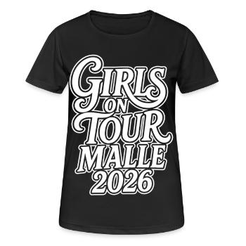 Malle 2026 Girls on Tour Malle ist Liebe - Frauen T-Shirt atmungsaktiv - Schwarz - Vorne - AI Model Female 172 light (172cm)