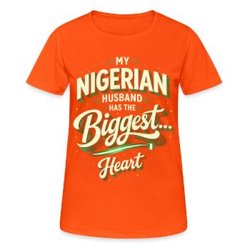 Nigerianischer Ehemann My Nigerian Husband - Frauen T-Shirt atmungsaktiv - Neonorange - Vorne - AI Model Female 172 dark (172cm)