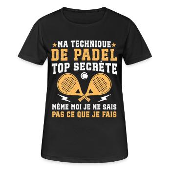 ma technique de padel  - T-shirt respirant Femme - noir - Devant - AI Model Female 172 light (172cm)