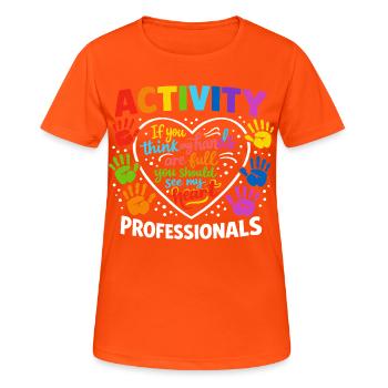 Cœurs des professionnels de l’activité Empreintes colorées de mains de la - T-shirt respirant Femme - orange néon - Devant - AI Model Female 172 dark (172cm)