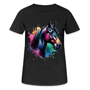 Cheval au motif hanovrien - T-shirt respirant Femme - noir - Devant - AI Model Female 172 light (172cm)