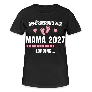 Beförderung zur Mama 2027 - Loading Schwanger - Frauen T-Shirt atmungsaktiv - Schwarz - Vorne - AI Model Female 172 light (172cm)